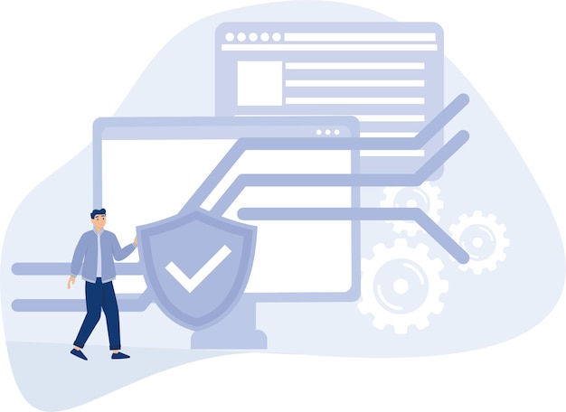 Cloud computing network safety abstract conceptcyber security softwareflat vector modern