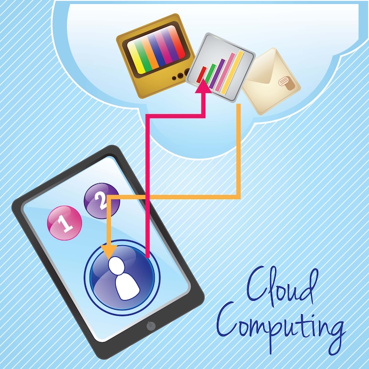Vector cloud computing  networking on blue background vector illustration