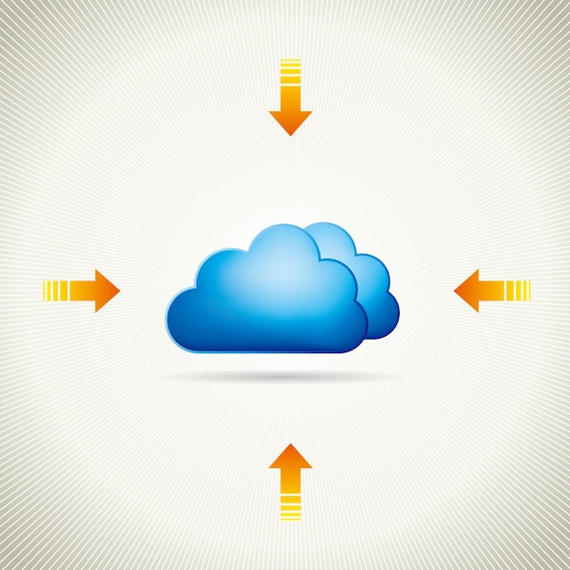 Cloud computing and networking design concept,Cloud and arrow symbol composition.