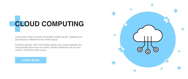 Cloud computing pictogram banner overzicht sjabloon concept cloud computing lijn illustratie