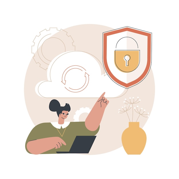 Vector cloud computing security concept illustration