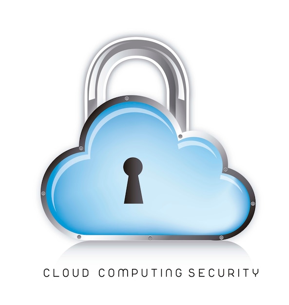 cloud computing security icons over white background vector