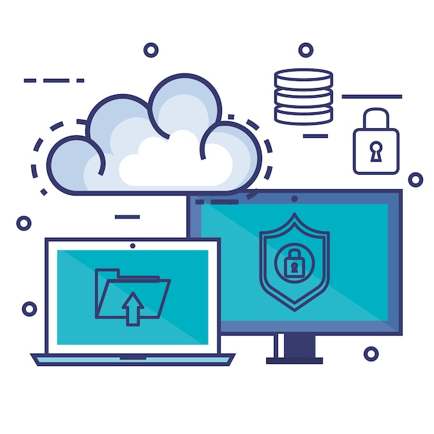 Cloud computing-set plat pictogrammen