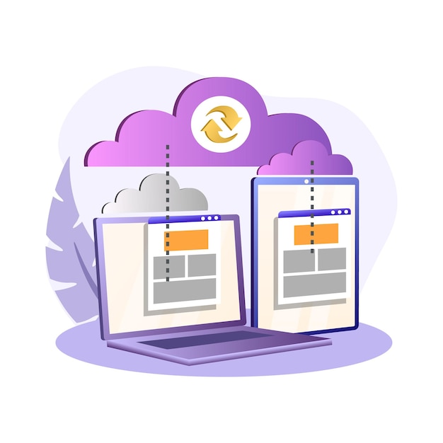 cloud computing synchronizing data between laptop and tablet