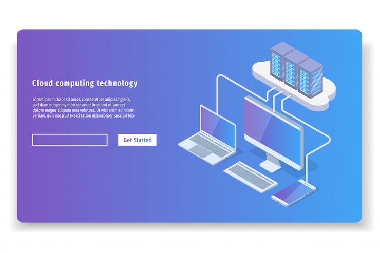 Vector cloud computing technology 3d isometric concept. vector illustration.