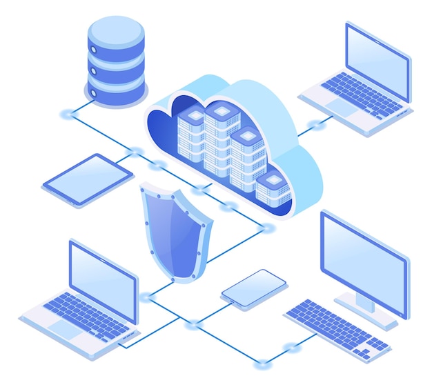 Vector cloud computing technology isometric