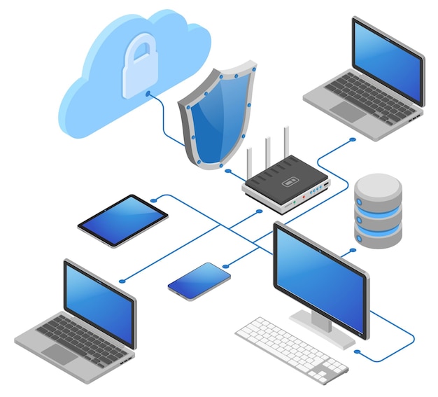 Cloud computing technology isometric