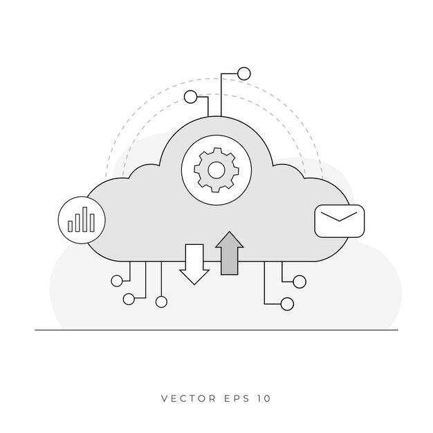 Vettore illustrazione vettoriale di cloud computing