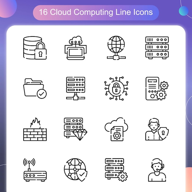 Cloud Computing Vector Outline icon Set 02