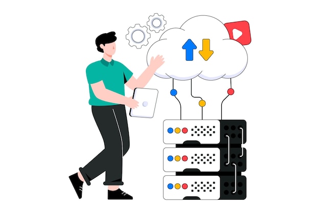 Cloud computing vlakke stijl ontwerp vectorillustratie. voorraad illustratie