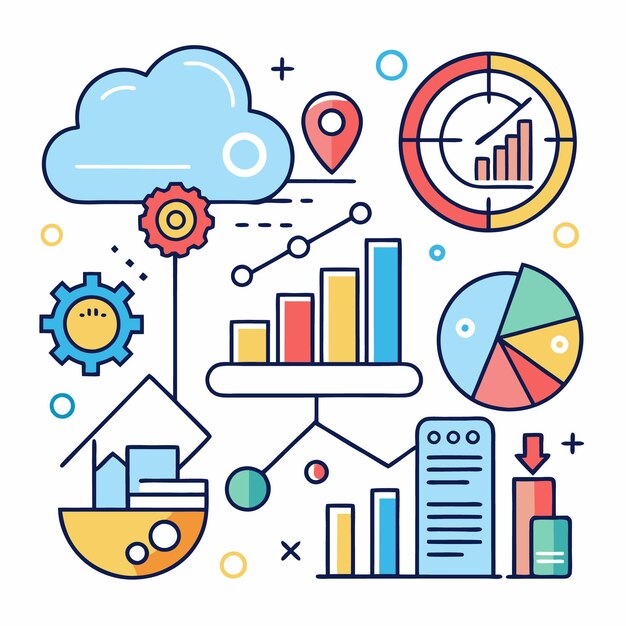 Cloud Computing with Data Analysis and Charts | Premium AI-generated vector