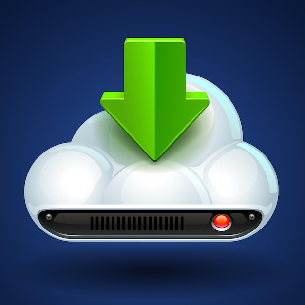 Vector cloud computing with green arrow vector icon