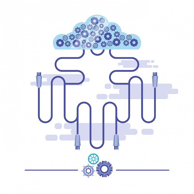 Vettore cloud computing con connessione di rete