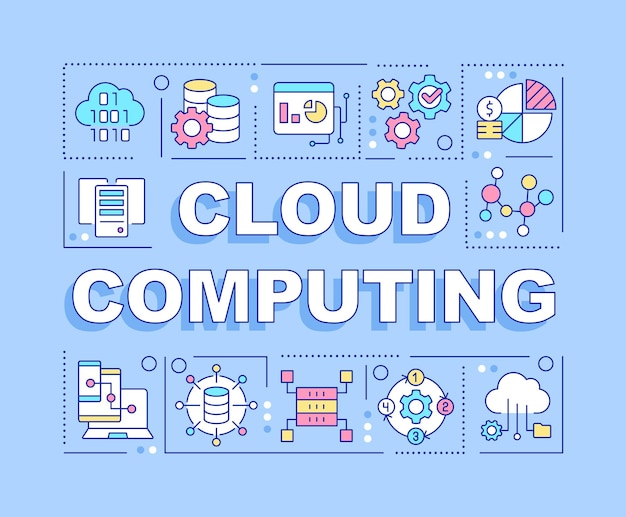 Concetti di parole di cloud computing striscione azzurro