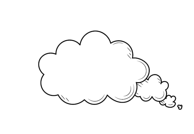 Cloud for conversation and thoughts drawn by hand. Cloud in doodle sketch style.