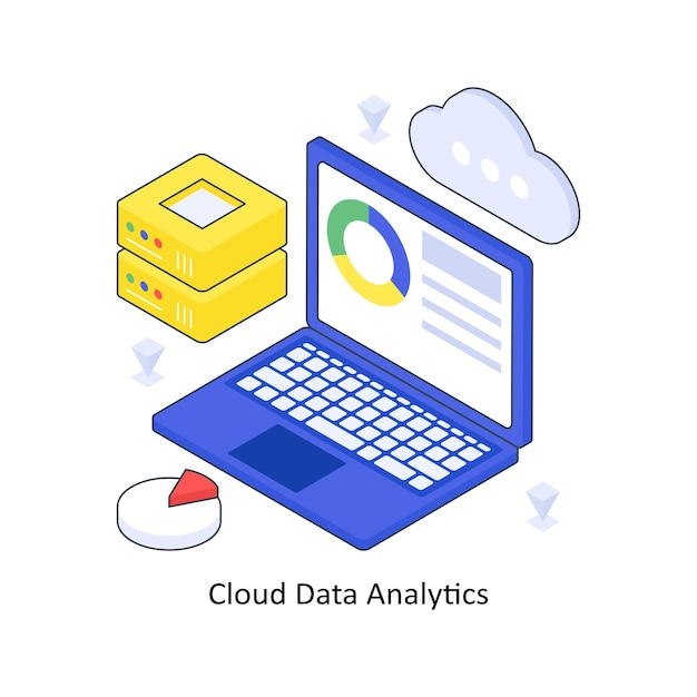 cloud data analytics isometric colored illustration eps file stock illustration