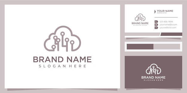 Cloud data logo design concept with business card