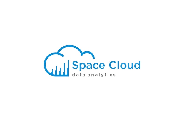 Cloud data-logo met lijnopslag moderne technologie internetsnelheid toegangsdatabase