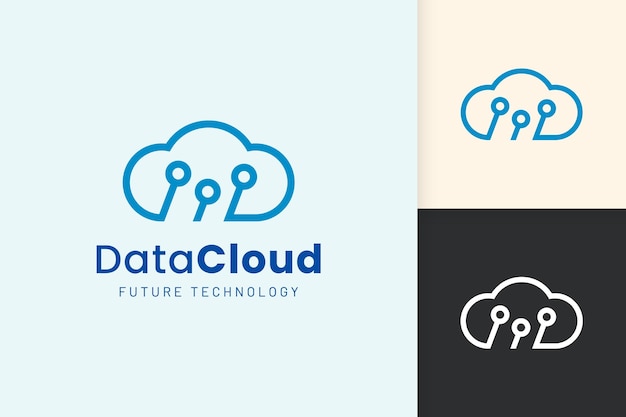 Cloud or Data Logo in modern style with blue color