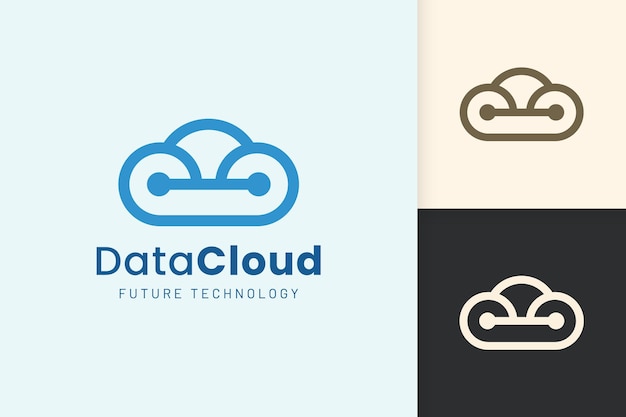 Cloud or data logo in modern style with blue color