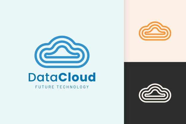 Cloud or data logo in modern style with blue color