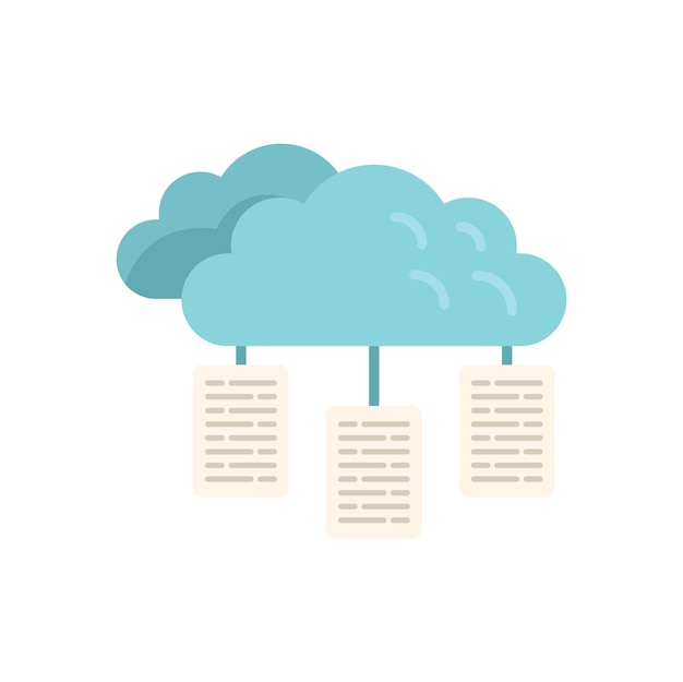 Cloud data server icon flat vector software system laptop support isolated