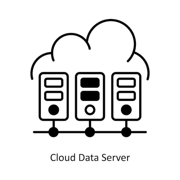Cloud Data Server vector sami vaste icoon stijl illustratie EPS 10 bestand