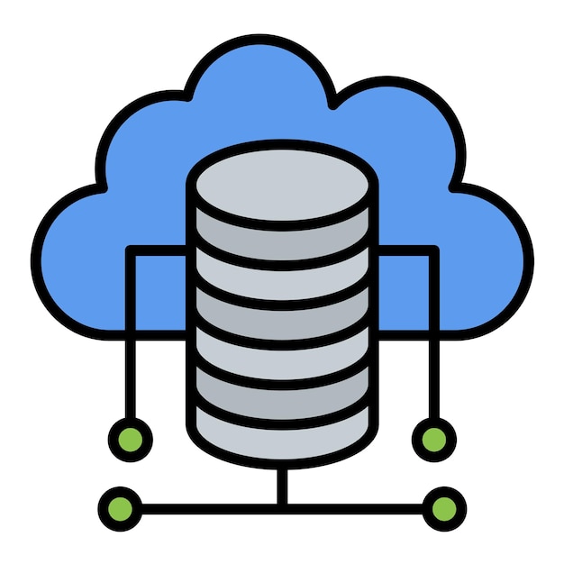 Cloud Database Flat Illustration