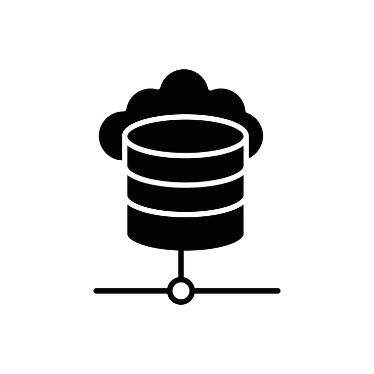 Vector cloud database icon vector flat thin line illustration