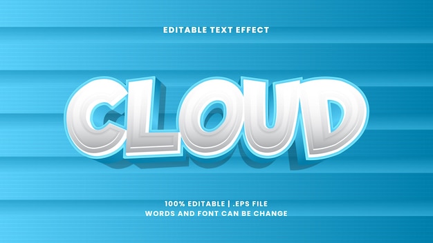 Effetto di testo modificabile cloud in stile fumetto e testo per bambini
