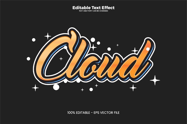 Effetto di testo modificabile cloud in stile di tendenza moderno