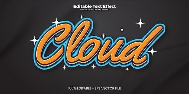 Cloud editable text effect in modern trend style