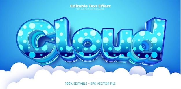 Cloud editable text effect in modern trend style