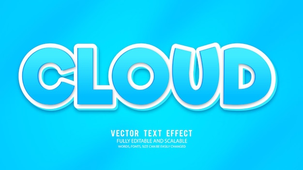 Cloud Editable Text Effect Vector Template With Cute Background 3d Style