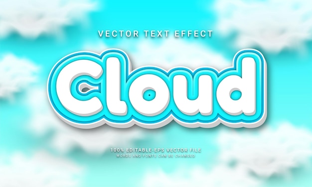 Cloud editable text effect with blue sky color theme