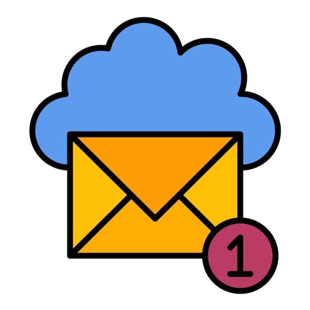 Cloud Email Flat Illustration