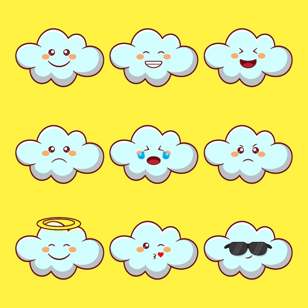 cloud emoticon cartoon vector art illustration