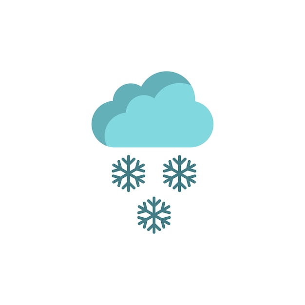 Vector cloud en sneeuwvlokken pictogram in platte stijl op een witte achtergrond