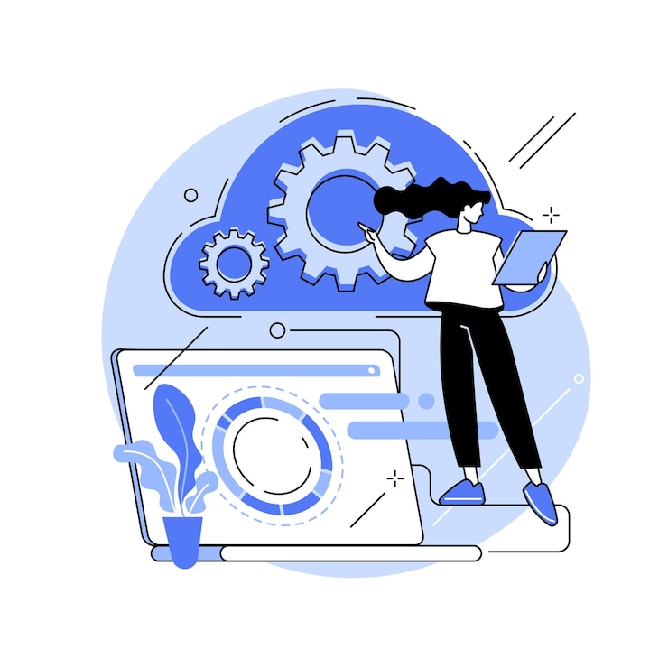 Vector cloud engineering abstract concept vector illustration