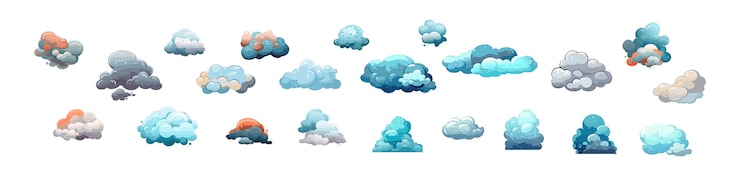 Vector cloud et flat cartoon isolated on white background vector illustration