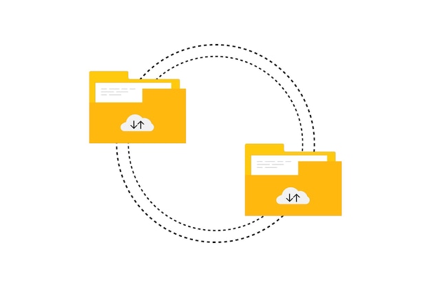 Disegno dell'illustrazione di trasferimento file cloud.