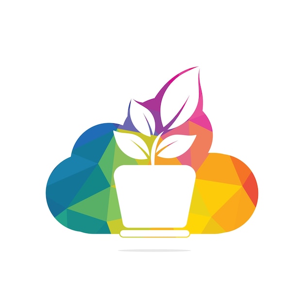 雲と植木鉢のロゴデザイン