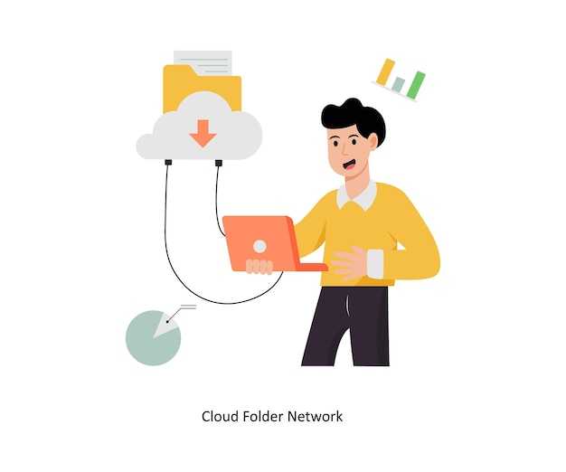 Cloud Folder Netwerk concept vector illustratie Database geïsoleerd Op witte achtergrond