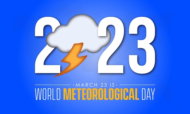 3月23日に観測された世界気象デーの雲予報天気啓発コンセプトバナーデザイン