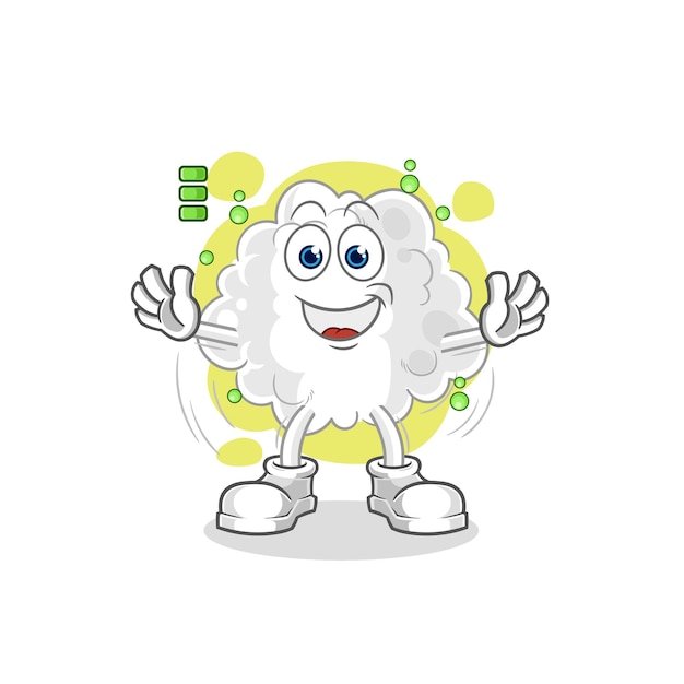 Cloud full battery character cartoon mascot vector