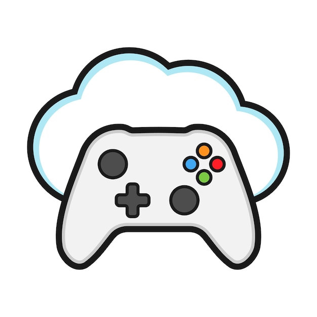 Cloud gaming icon with controller in flat design