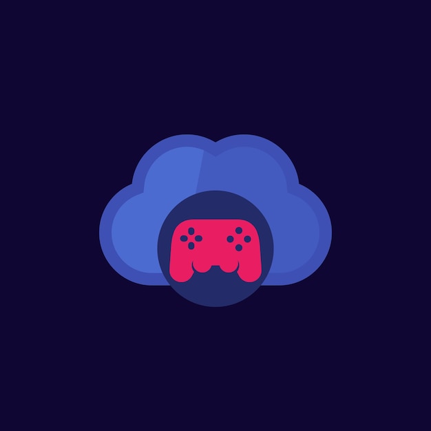Vector cloud gaming icon with gamepad and cloud