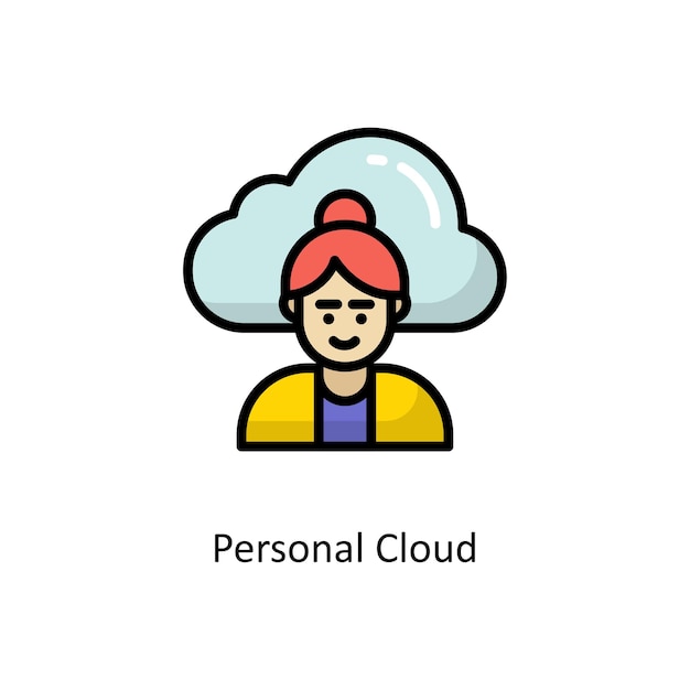 Cloud gebruiker Vector gevulde omtrek pictogram ontwerp illustratie