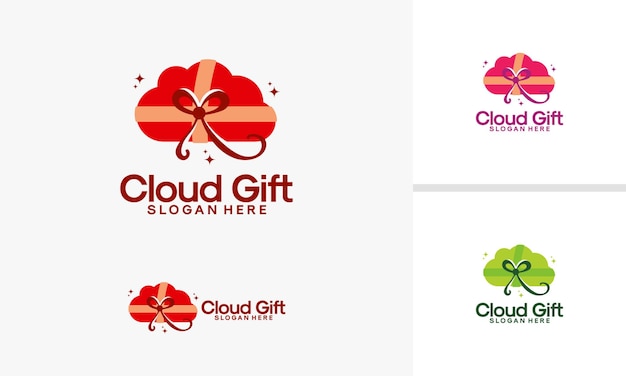 Modello di logo regalo cloud, vettore di disegni logo regalo online