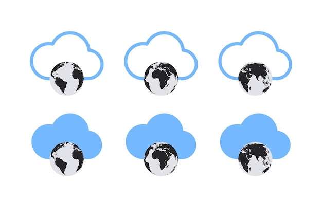 구름과 지구 구름 데이터 전송  ⁇ 터 아이콘